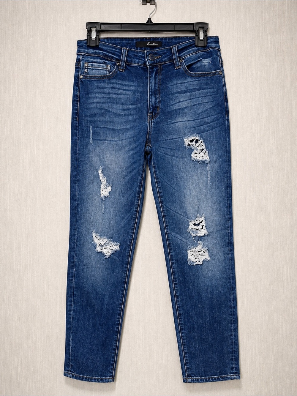 KanCan Women's Medium Blue Distressed Jeans